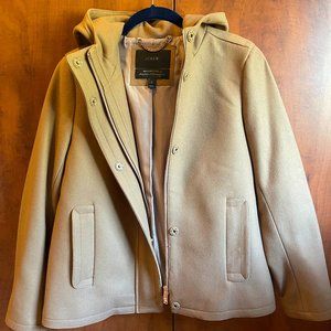 JCREW 100% MELTON WOOL HOODED JACKET- CAMEL COLOR SIZE 6
